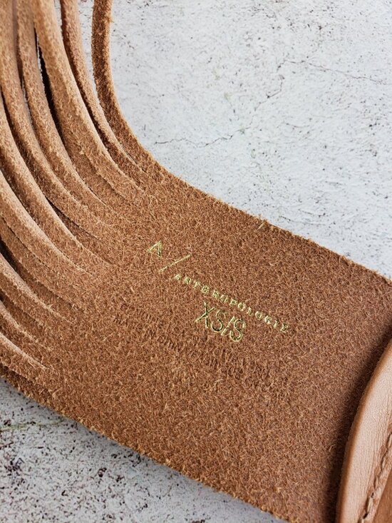 Anthropologie Belt Tonya Double O-Ring Leather Multi-Strand Tan sz XS/S *Custom main image 7